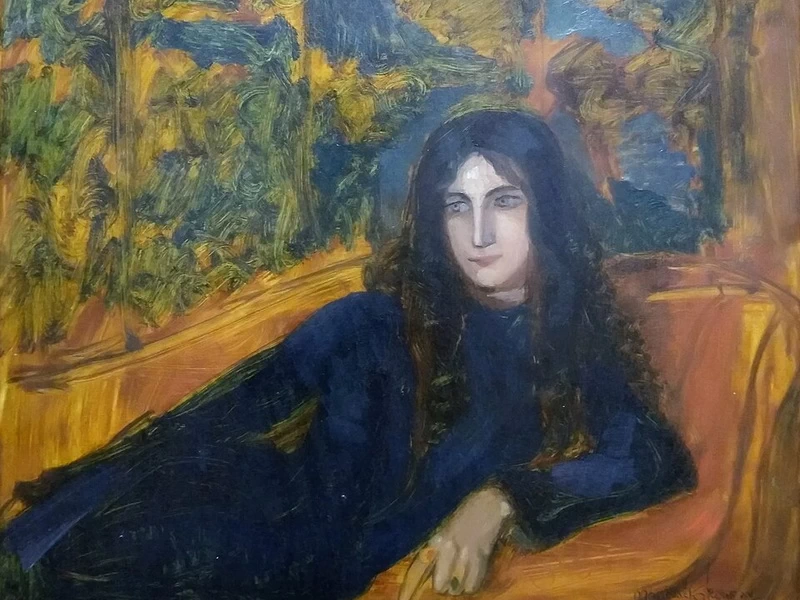 1873-Alexis Mérodack-Jeanneau - Giovane donna sdraiata su un divano - Museo delle Belle Arti di Angers